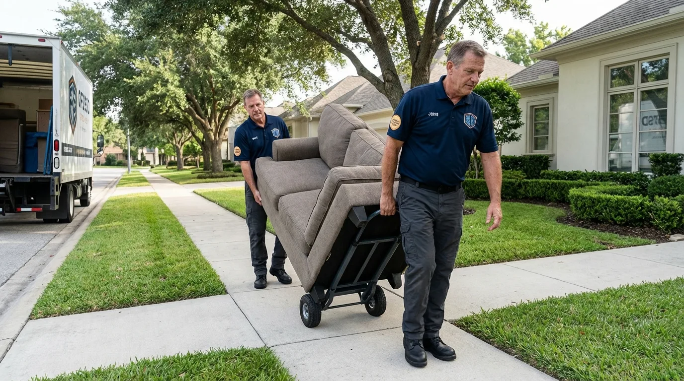 Local residential moving crew loading furniture in Petersburg, TX